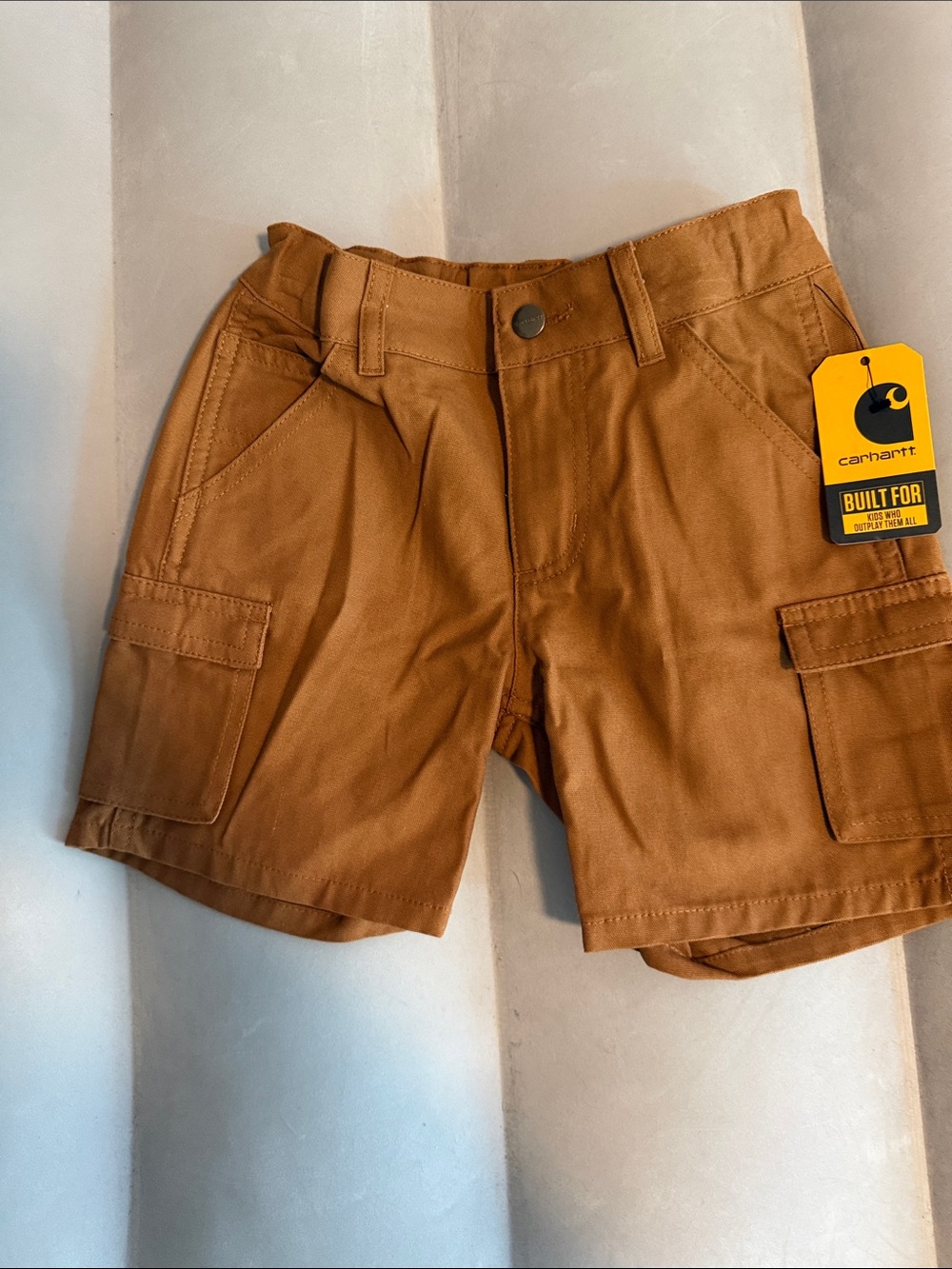 Carhartt Kids Tan Cargo Shorts with Utility Pockets